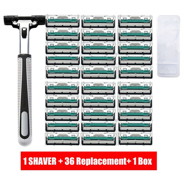 men double layer manual replaceable shaver male shaving blades razor with 36 replacements
men double layer manual replaceable shaver male shaving blades razor with 36 replacements
