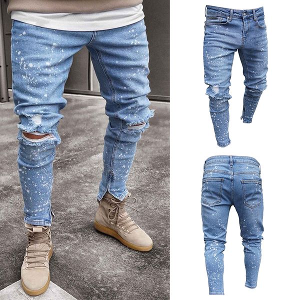 light blue spark designer men jeans spring autumn knee holes zipper hiphop pants pantalones
light blue spark designer men jeans spring autumn knee holes zipper hiphop pants pantalones