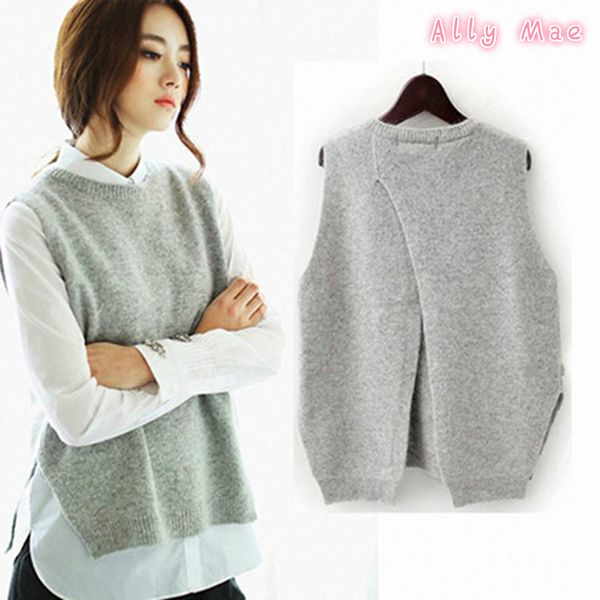 women's sweaters ally mae autumn cashmere sweater vest women sleeveless o-neck back cross split knitted pullover female jumper pull fem, White;black
women's sweaters ally mae autumn cashmere sweater vest women sleeveless o-neck back cross split knitted pullover female jumper pull fem, White;black