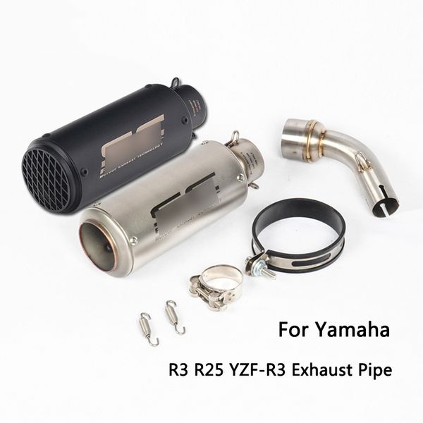 

exhaust set for yamaha r3 r25 yzf-r3 motorcycle mid link pipe slip on 51 mm exhaust muffler pipe removable db killer escape
