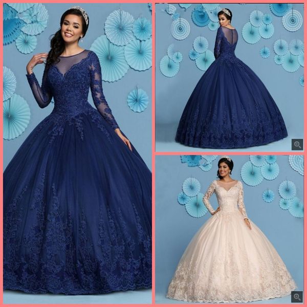 2019 new arrival navy blue ball gown lace appliques prom dress quinceanera gowns long sleeve princess puffy formal prom gowns, White;black
2019 new arrival navy blue ball gown lace appliques prom dress quinceanera gowns long sleeve princess puffy formal prom gowns, White;black
