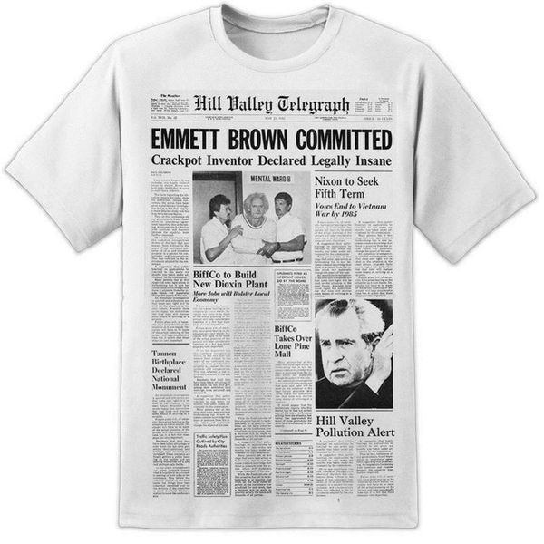 uomo back to the future doc emmett giornale t shirt retro flux bf capacitor marty loose black men t shirts homme tees, White;black
uomo back to the future doc emmett giornale t shirt retro flux bf capacitor marty loose black men t shirts homme tees, White;black