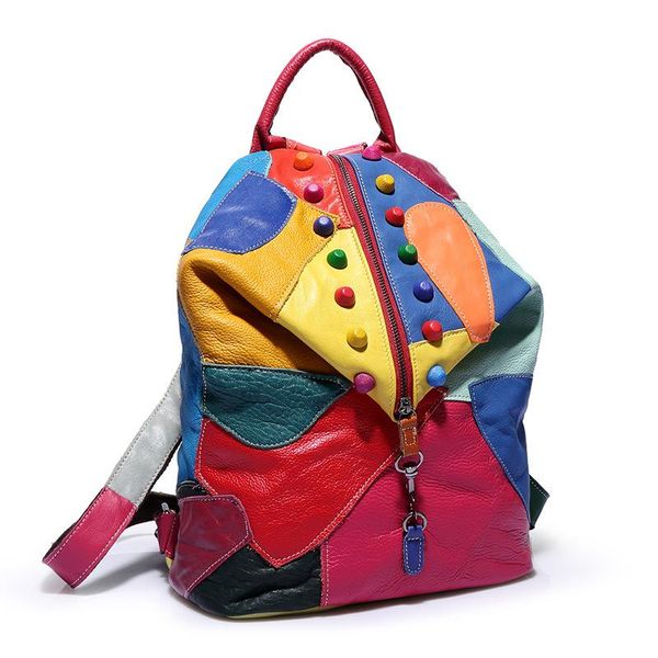 designer-fashion designer colorful patchwork leather backpack woman rivet shoulder bags school outdoor sports packs travel bag
designer-fashion designer colorful patchwork leather backpack woman rivet shoulder bags school outdoor sports packs travel bag