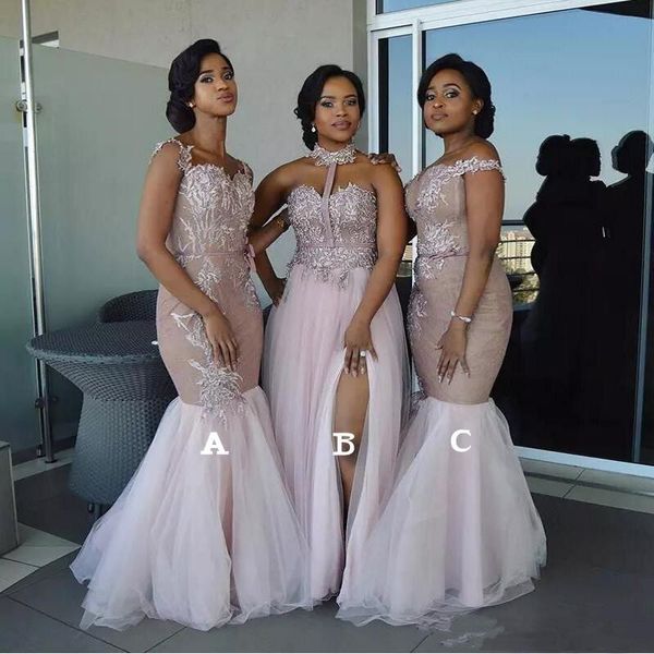 long mixed style appliques off shoulder mermaid prom dress 2020 african bridesmaid dresses split side maid of honor dresses evening wear 466, White;pink
long mixed style appliques off shoulder mermaid prom dress 2020 african bridesmaid dresses split side maid of honor dresses evening wear 466, White;pink