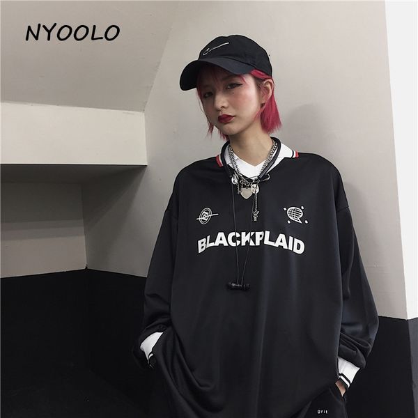 nyoolo autumn streetwear letters print loose hoody casual long sleeve turndown collar pullovers sweatshirt women men cloth, Black
nyoolo autumn streetwear letters print loose hoody casual long sleeve turndown collar pullovers sweatshirt women men cloth, Black