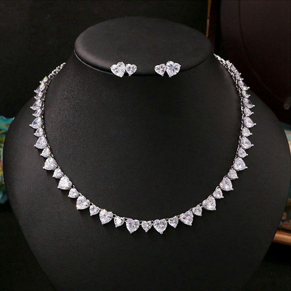 cubic zirconia retro heart crystal bridal necklace stud earrings jewelry rhinestones wedding girls accessories for women, White
cubic zirconia retro heart crystal bridal necklace stud earrings jewelry rhinestones wedding girls accessories for women, White