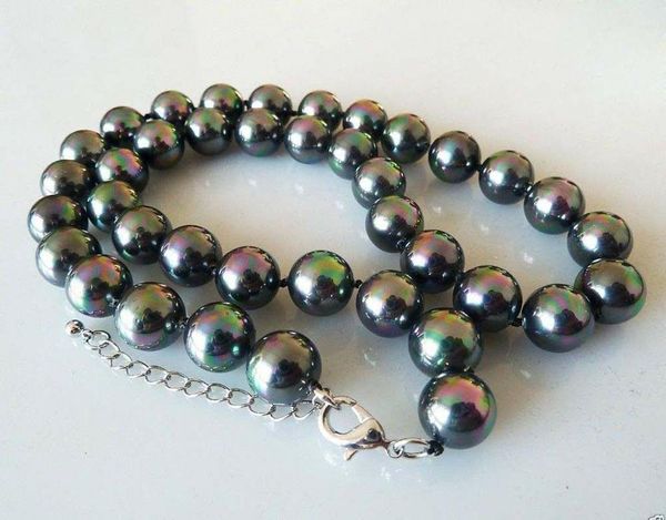 genuine rainbow black south sea shell pearl fashion necklace 18"rare 10mm, Silver
genuine rainbow black south sea shell pearl fashion necklace 18"rare 10mm, Silver