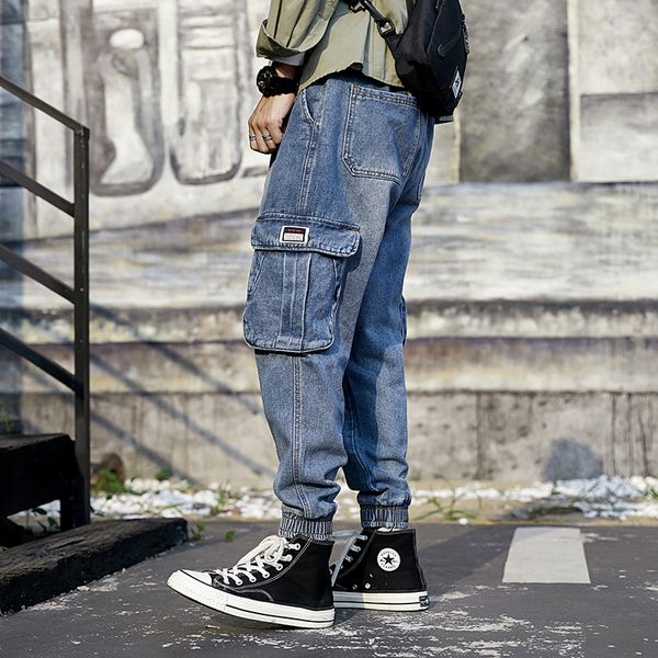 2019 autumn and winter new style japanese-style trend loose and plus-sized workwear jeans lace-up elastic waist harem beam leg t, Blue
2019 autumn and winter new style japanese-style trend loose and plus-sized workwear jeans lace-up elastic waist harem beam leg t, Blue