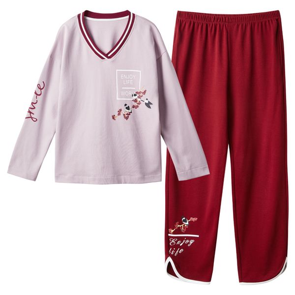 women pajamas set autumn cotton long sleeve leisure ladies sleepwear winter round neck elegant female pyjamas, Blue;gray
women pajamas set autumn cotton long sleeve leisure ladies sleepwear winter round neck elegant female pyjamas, Blue;gray