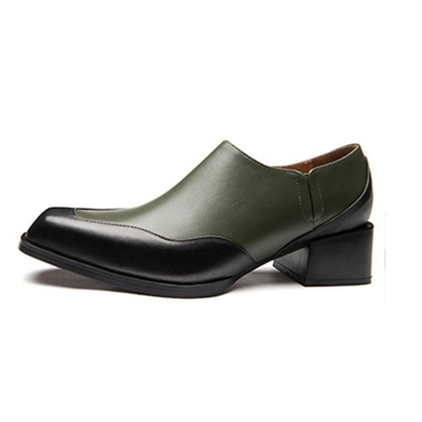 men's leather shoes first layer of leather england high shoes men's square head dress business, Black
men's leather shoes first layer of leather england high shoes men's square head dress business, Black