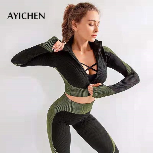 ayichen бесшовные йога женщины комплект фитнес спортивный костюм тренажерный зал одежда с длинным рукавом молния топ высокая талия бег легги
ayichen бесшовные йога женщины комплект фитнес спортивный костюм тренажерный зал одежда с длинным рукавом молния топ высокая талия бег легги