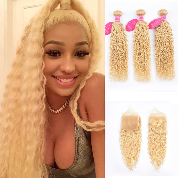 brazilian blonde bundles with closure water wave bundles with 4*4 lace closure #613 remy human hair bundles with closure, Black
brazilian blonde bundles with closure water wave bundles with 4*4 lace closure #613 remy human hair bundles with closure, Black