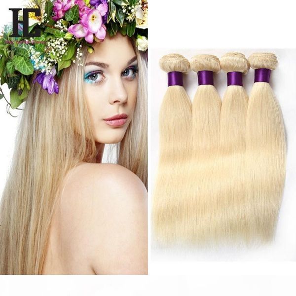 613 blonde virgin hair 4шт лот бразильская virgin straight human плетение волос дешевые блондинку бразильский волос плетение связки hc проду, Black
