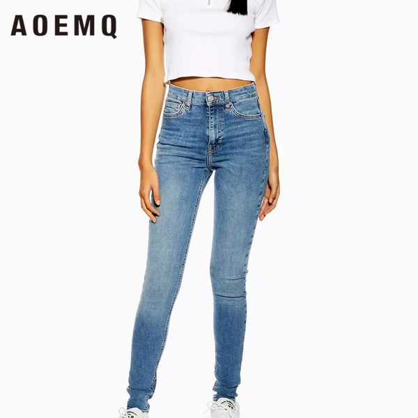 women's jeans aoemq skinny women high waist stretch trousers ladies streetwear elastic denim full length est, Blue
women's jeans aoemq skinny women high waist stretch trousers ladies streetwear elastic denim full length est, Blue