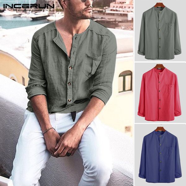 incerun 2019 casual shirt men cotton linen solid color pockets button vintage chic long sleeve vacation brand shirts men camisa, White;black
incerun 2019 casual shirt men cotton linen solid color pockets button vintage chic long sleeve vacation brand shirts men camisa, White;black