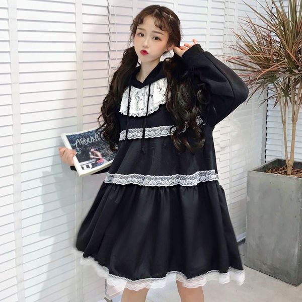 новая осень женская одежда япония корейский свободные сладкие сплошные кружева с капюшоном с длинным рукавом ulzzang опрятный стиль каваи пл, Black;gray 
новая осень женская одежда япония корейский свободные сладкие сплошные кружева с капюшоном с длинным рукавом ulzzang опрятный стиль каваи пл, Black;gray