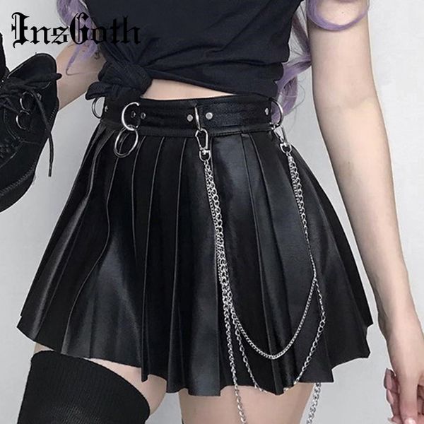 insgoth pu leather mini skirts women gothic grunge punk pleated high waist black female rivet metal leather skirts party skirt
insgoth pu leather mini skirts women gothic grunge punk pleated high waist black female rivet metal leather skirts party skirt