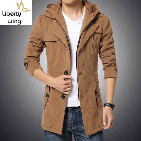 brand new mens long sleeve single breasted stand collar hooded fashion solid sashes slim fit medium length woolen coats, Black
brand new mens long sleeve single breasted stand collar hooded fashion solid sashes slim fit medium length woolen coats, Black