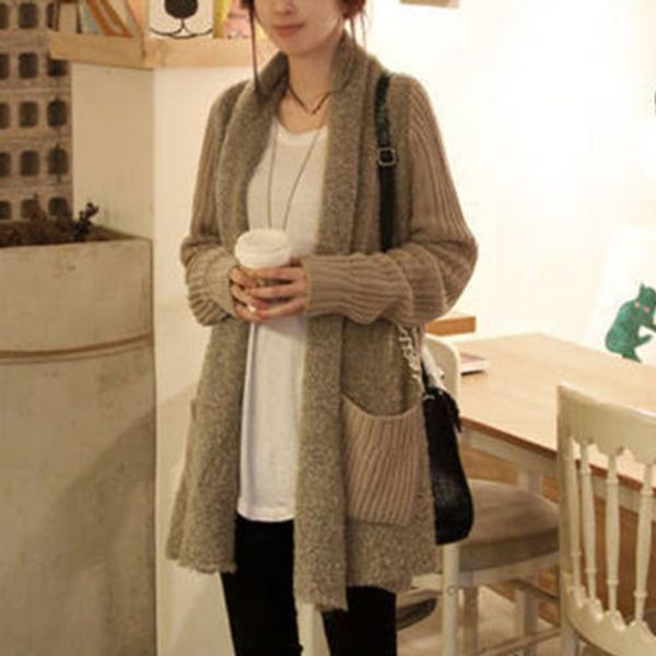 korean style chic women loose knitted long sweater cardigan lady long sleeve patchwork cardigan coat outwear, White;black
korean style chic women loose knitted long sweater cardigan lady long sleeve patchwork cardigan coat outwear, White;black