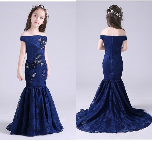 royal blue mermaid lace little girls pageant dresses with sleeves off the shoulder pearls lace flower girl first communion dress, White;red
royal blue mermaid lace little girls pageant dresses with sleeves off the shoulder pearls lace flower girl first communion dress, White;red