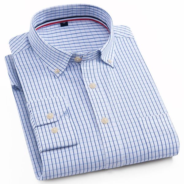 men's long-sleeve oxford plaid checkered shirts single patch pocket casual thick standard-fit gingham button-collar shirt, White;black
men's long-sleeve oxford plaid checkered shirts single patch pocket casual thick standard-fit gingham button-collar shirt, White;black