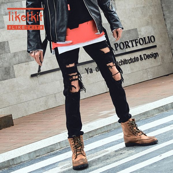liketkit new black ripped jeans men 2019 skinny destroyed slim fit hip hop denim pants male vintage broken punk pants with holes, Blue
liketkit new black ripped jeans men 2019 skinny destroyed slim fit hip hop denim pants male vintage broken punk pants with holes, Blue