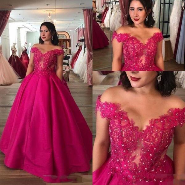 gorgeous fuchsia prom dresses satin floor length cap sleeves straps lace applique beaded illusion bodice evening gown formal occasion wear, Black
gorgeous fuchsia prom dresses satin floor length cap sleeves straps lace applique beaded illusion bodice evening gown formal occasion wear, Black