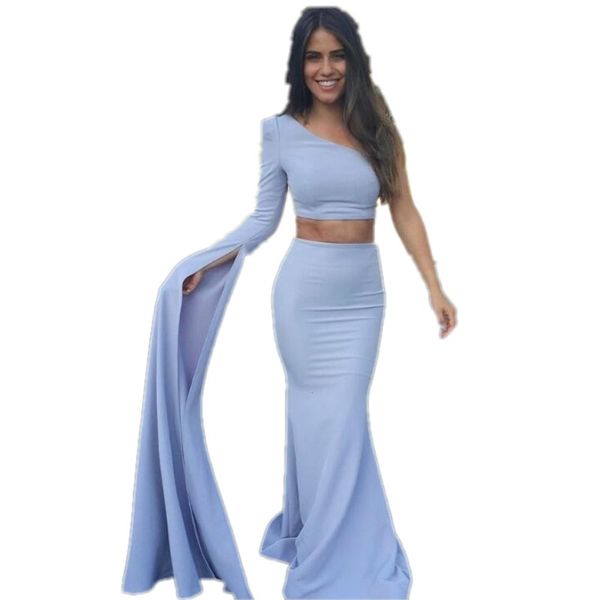 fashion two pieces prom dresses one shoulder long sleeves robes de soirée zipper back sweep train elegant evening dresses, Black
fashion two pieces prom dresses one shoulder long sleeves robes de soirée zipper back sweep train elegant evening dresses, Black