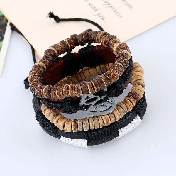 4 pcs/set handmade woven adjustable jewelry for men women fashion personality wood beaded accessories leather bracelet, Golden;silver
4 pcs/set handmade woven adjustable jewelry for men women fashion personality wood beaded accessories leather bracelet, Golden;silver