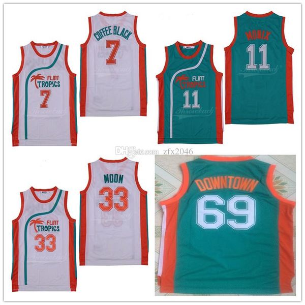 Wholesale #69 Downtown #7 Coffee Black Jersey #33 Jackie Moon #11 ED Monix Mens Semi Pro Movie Flint Tropics Basketball Jerseys Stitched
Wholesale #69 Downtown #7 Coffee Black Jersey #33 Jackie Moon #11 ED Monix Mens Semi Pro Movie Flint Tropics Basketball Jerseys Stitched
