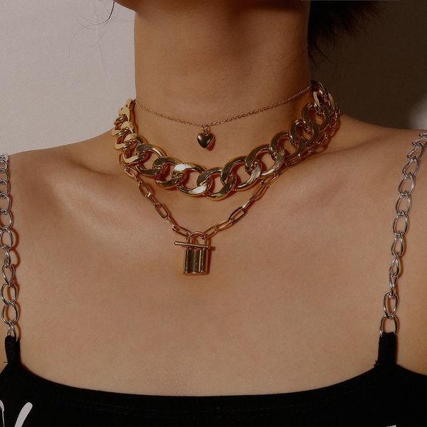 chains punk chunky link chain necklace for women 2021 gold lock necklaces heart pendant clavicle statement jewelry, Silver
chains punk chunky link chain necklace for women 2021 gold lock necklaces heart pendant clavicle statement jewelry, Silver