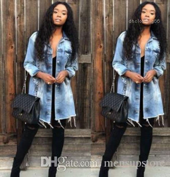 fit single breasted holes designer coats jackets women denim blue jacket long slim, Black;brown
fit single breasted holes designer coats jackets women denim blue jacket long slim, Black;brown