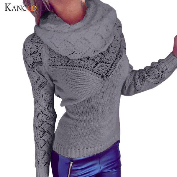 kancoold women's long sleeve solid color turtleneck hollow sweater slim pullover knit sweater women invierno 2019, White;black
kancoold women's long sleeve solid color turtleneck hollow sweater slim pullover knit sweater women invierno 2019, White;black