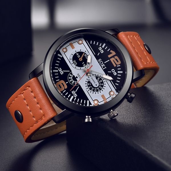 retro design leather band watches men brand relogio masculino 2019 new mens sports clock analog quartz wrist watches#p30, Slivery;brown
retro design leather band watches men brand relogio masculino 2019 new mens sports clock analog quartz wrist watches#p30, Slivery;brown