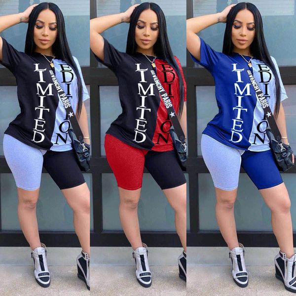 neck casual shorts two piece suit ladies stitching sports tracksuit colorblock letter short sleeve crew, Gray
neck casual shorts two piece suit ladies stitching sports tracksuit colorblock letter short sleeve crew, Gray