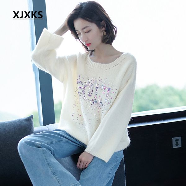 women's sweaters xjxks loose plus size large round neck women sweater 2021 autumn winter high-end wool knitted pullover, White;black
women's sweaters xjxks loose plus size large round neck women sweater 2021 autumn winter high-end wool knitted pullover, White;black