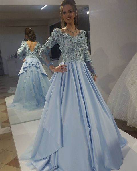 stunning baby blue elie saab evening gowns vintage puffy 3d floral appliques long sleeves modest prom dress low back arabic dresses 2019, Black;red
stunning baby blue elie saab evening gowns vintage puffy 3d floral appliques long sleeves modest prom dress low back arabic dresses 2019, Black;red