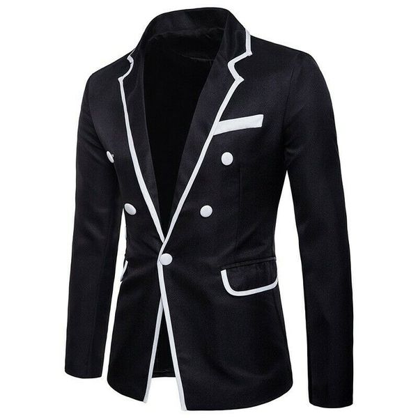 mens europe casual coats solid one button lapel blazer formal suits jacket black white male, White;black
mens europe casual coats solid one button lapel blazer formal suits jacket black white male, White;black