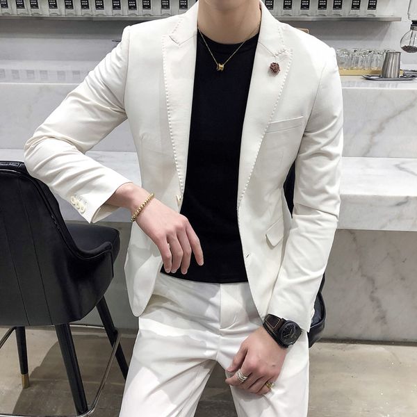 spring and autumn new candy-colored suit casual men's double-breasted suit two-piece korean slim fit pink, White;black
spring and autumn new candy-colored suit casual men's double-breasted suit two-piece korean slim fit pink, White;black