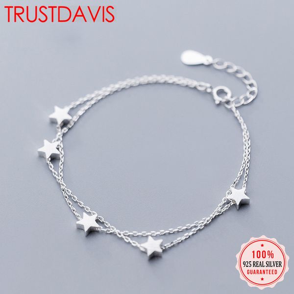 trustdavis 100% 925 solid real sterling silver fashion double layer star 925 bracelet for women girl lady wife jewelry ed178, Black
trustdavis 100% 925 solid real sterling silver fashion double layer star 925 bracelet for women girl lady wife jewelry ed178, Black