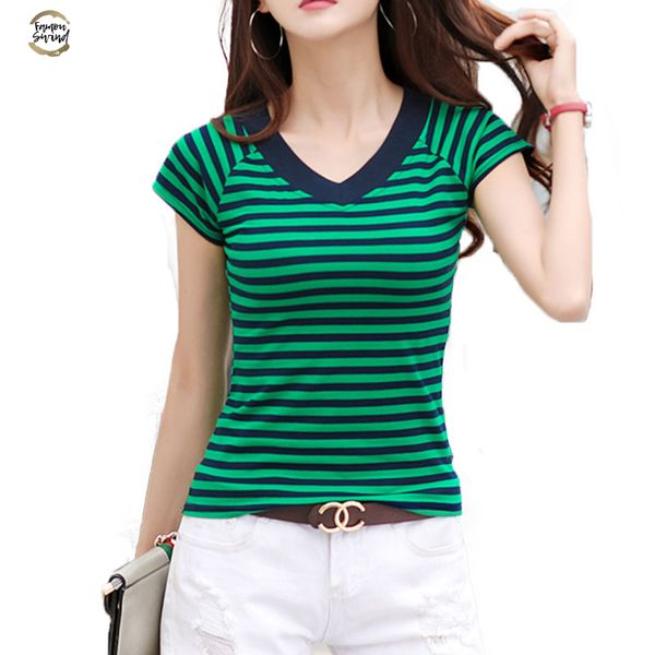 2019 summer cotton woman t shirt t shirts for women striped female casual t shirt slim v neck tee, White
2019 summer cotton woman t shirt t shirts for women striped female casual t shirt slim v neck tee, White