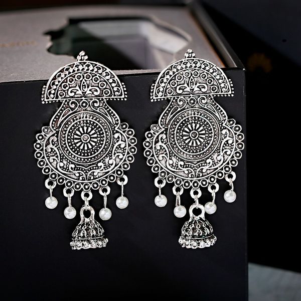 vintage ethnic jewelry jhumka white beads tassel earrings women retro sliver alloy carved exaggerate drop earring brincos, Silver
vintage ethnic jewelry jhumka white beads tassel earrings women retro sliver alloy carved exaggerate drop earring brincos, Silver