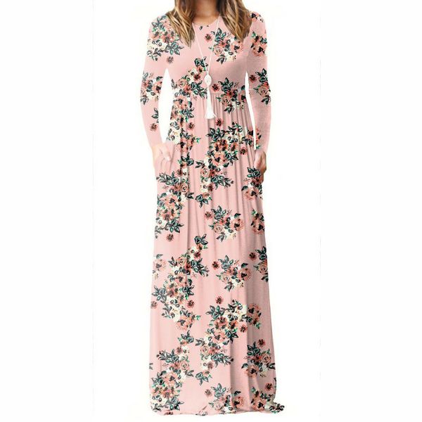 women long sleeve maxi long dresses femme summer floral printed a-line dress female boho beach sundress pockets plus size gv083, Black;pink
women long sleeve maxi long dresses femme summer floral printed a-line dress female boho beach sundress pockets plus size gv083, Black;pink