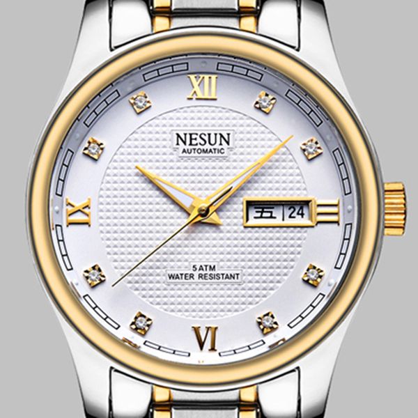 nesun brand men's business casual large dial automatic mechanical watch fashion waterproof luminous stainless steel men's watch, Slivery;brown
nesun brand men's business casual large dial automatic mechanical watch fashion waterproof luminous stainless steel men's watch, Slivery;brown