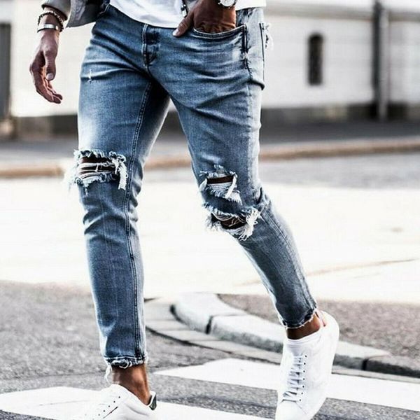 fashion men's ripped skinny jeans destroyed frayed slim fit denim pants biker jeans, Blue
fashion men's ripped skinny jeans destroyed frayed slim fit denim pants biker jeans, Blue