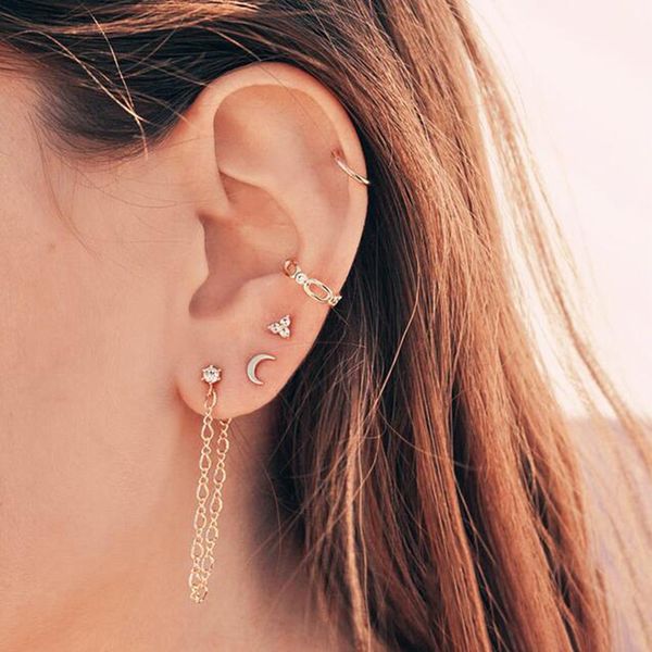 5pcs/set crystal moon stud earrings set for women female gold color long link tassel earrings punk ear studs ear cuff jewelry, Golden;silver
5pcs/set crystal moon stud earrings set for women female gold color long link tassel earrings punk ear studs ear cuff jewelry, Golden;silver