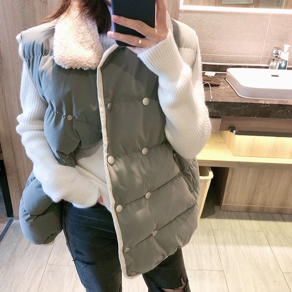 2020 new winter fur collar vest female parkas korean loose double-breasted women's sleeveless cotton waistcoat 836, Black;white
2020 new winter fur collar vest female parkas korean loose double-breasted women's sleeveless cotton waistcoat 836, Black;white