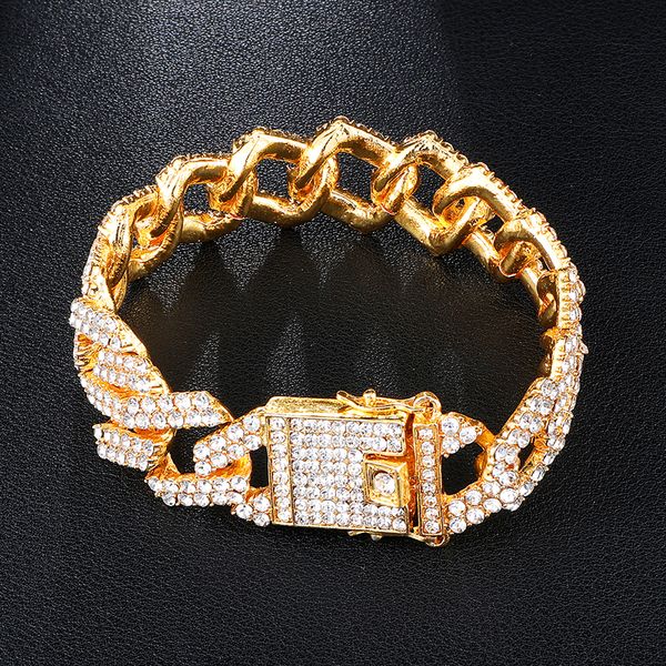 gold 19mm bling heavy iced out cuban link chain full crystal pave men's bracelet bracelets for men hip hop jewelry, Black
gold 19mm bling heavy iced out cuban link chain full crystal pave men's bracelet bracelets for men hip hop jewelry, Black