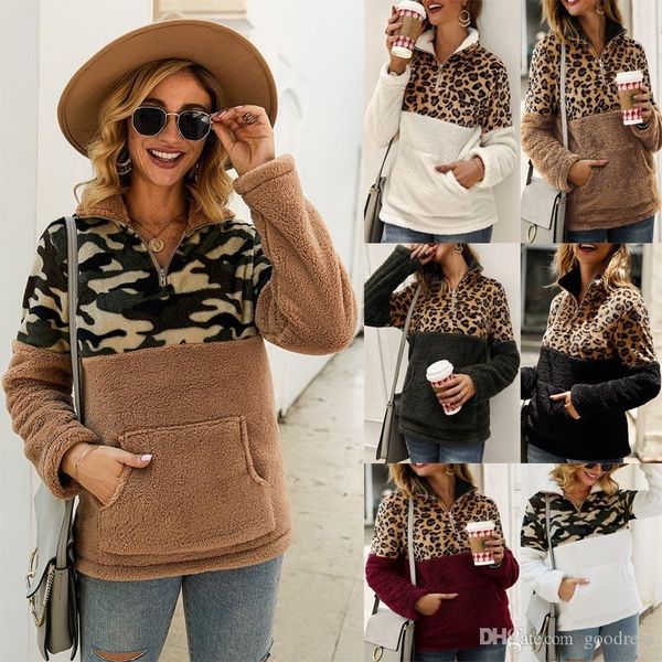 women leopard patchwork pullover winter long sleeve zipper sherpa sweatshirt fleece outwear with pockets hoodie coat plus size clothing, Black
women leopard patchwork pullover winter long sleeve zipper sherpa sweatshirt fleece outwear with pockets hoodie coat plus size clothing, Black