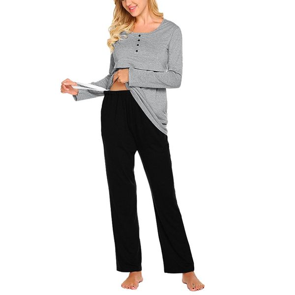2019 women maternity nightwear long sleeve nursing baby t-shirt +pants pajamas set suit nightwear camison lactancia#xp20, White
2019 women maternity nightwear long sleeve nursing baby t-shirt +pants pajamas set suit nightwear camison lactancia#xp20, White